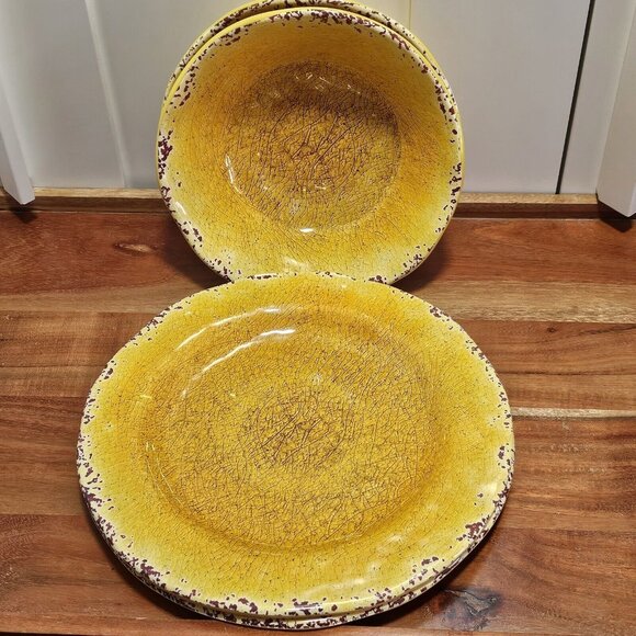 Pier 1 Carmelo Melamine Salad 2Bowls &amp; Plate rustic crackle unbreakable dish - Picture 10 of 16